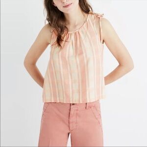 Madewell Crop Swing Tank Top in Petal Plaid size Large L G4357